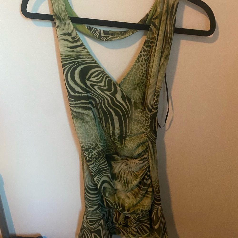 BRAND NEW Motel Rocks green animal print backless mini dress.